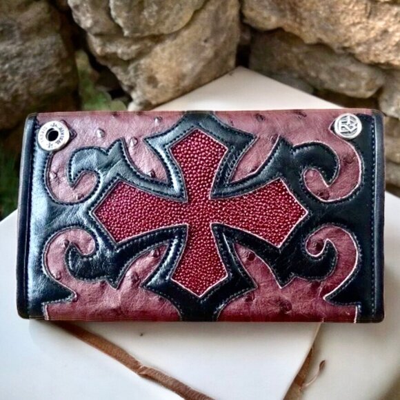 Travis Walker Vintage 90's Exotic Leathers Wallet Cross Design - Picture 3 of 16